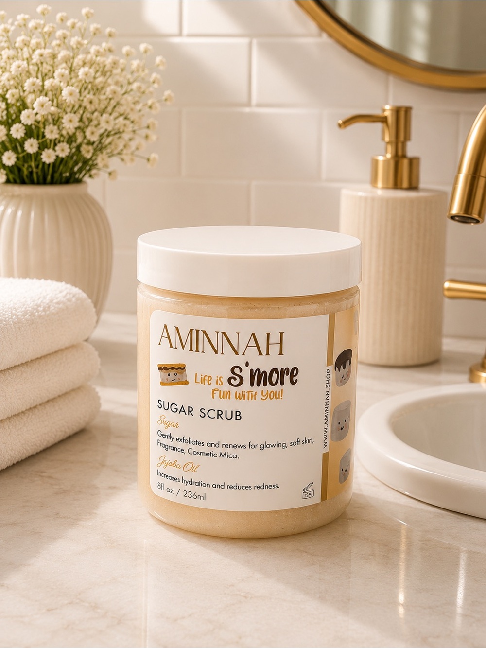 AMINNAH S'more Sugar Scrub — Exfoliating Body Scrub